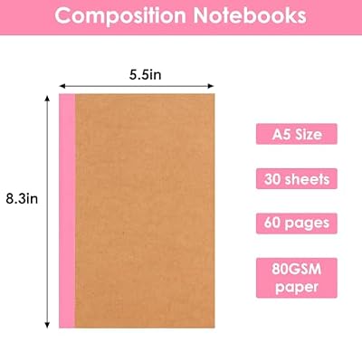 LABUK 40pcs Journals Bulk, A5 Kraft Lined Journaling Notebooks Bulk, Rainbow Composition Notebook, 12 Colors 60 Pages for Writing, School, Kids Gift