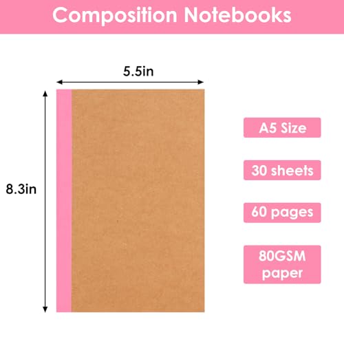 LABUK 60 Pack Notebooks Bulk, A5 Lined Journaling Notebooks Bulk, Rainbow Composition Notebooks Journals, 15 Colors 60 Pages for School Office by LABUK - Image 2