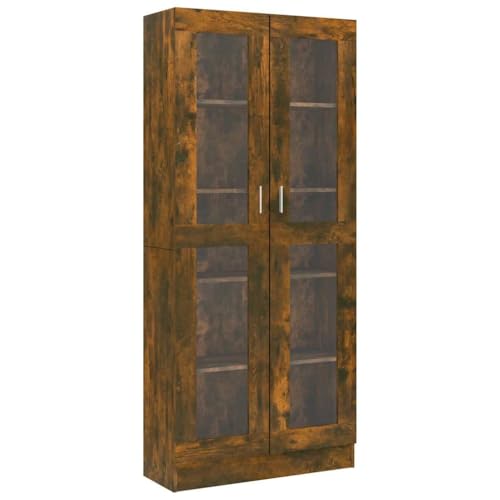 vidaXL Armoire à Vitrine Bibliothèque Support à Livres Meuble de Rangement Salle de Séjour Intérieur Chêne Fumé 82,5x30,5x185 cm Bois d'Ingénierie