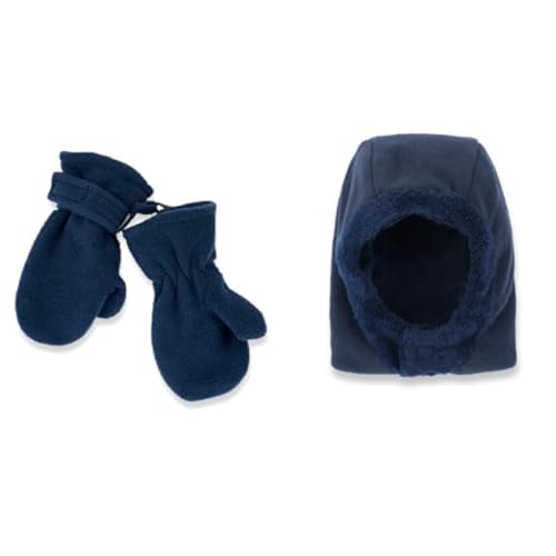 Chicco Manoplas + Gorro reversible azul para bebé recién nacido