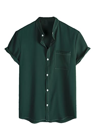 Chemise légère homme manches courtes col classique vêtement été GN M uni