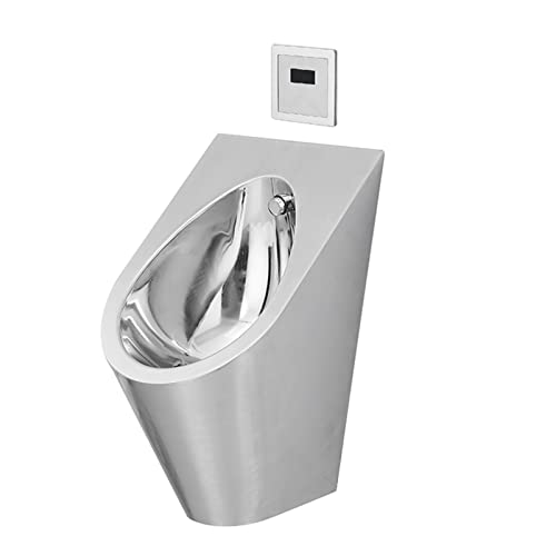 OTQEFTN Wall-Mounted Commercial Flushing urinals, Men's Public Toilet Stainless Steel Induction urinals,Bathroom Urinal Funnel Toilet