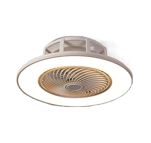 Ventilateur de plafond invisible mince avec lustre blanc pour salon et chambre