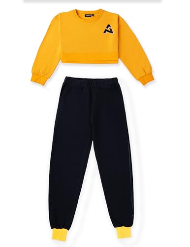 Image of AMPED Cotton Terry Girl Crop Top With Black Joggers