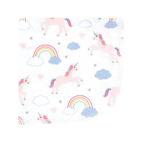 Image of Hudson Baby Unisex Baby Flannel Cotton Poly Washcloths, Unicorns Rainbows 10 Pack, One Size
