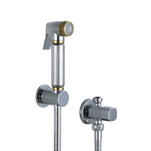 FQYEP Grifo para El Wc con Ducha de Mano Cromado Ducha Higienica para Wc Latón Agua Fría,Tubo de Acero Inoxidable C