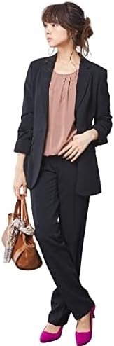 Amazon レディーススーツ Nissen ニッセン あったか裏地付 洗えるすごく伸びるロング丈ジャケットパンツスーツ ストレッチ 蓄熱裏地付 レディーススーツ パンツスーツ 通販