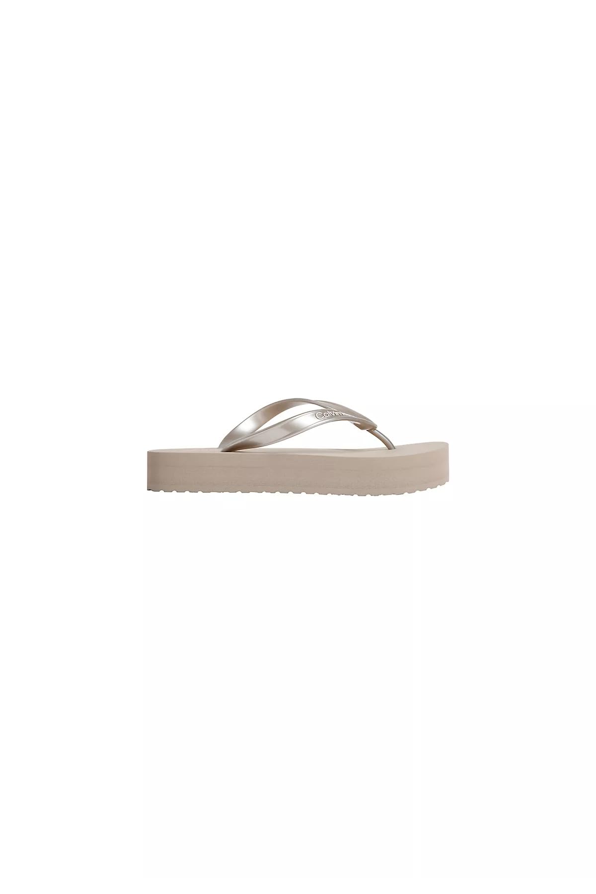 Calvin Klein Women's Flatform Flip Flop Met Tpu HW0HW03120 Flip Flops, GREY (Desert Taupe), 7.5