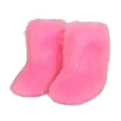 Generisch Botas de invierno con forro cálido con suela de caña media para mayor comodidad, Rosa., 36 EU