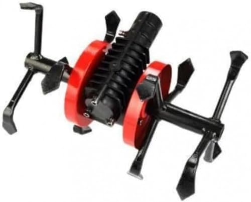 Vilom 多機能整地除草ホイール 直進/斜めナイフ交換式 深溝掘り 土壌撹拌対応 耕運機汎用 高耐久鋼製 ガーデニングツール 畑作 農作業 家庭菜園 畝立て 土ならし 雑草対策 (26×9センチメートル,深耕草刈り機用付属ホイール)