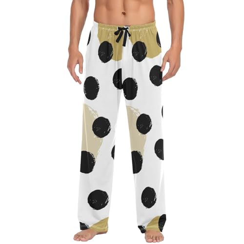 Cute Black Polka Dot Men Pjs Bottoms, Soft Lounge Pants Men, Lightweight Cotton Sleep Pants, Pj Pants with Pockets Men2