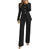 ZESICA Women’s 2026 Spring Two Piece Suits Set Casual Business Long Sleeve Blazer Jacket Wide Leg Pants Work Outfits Sets