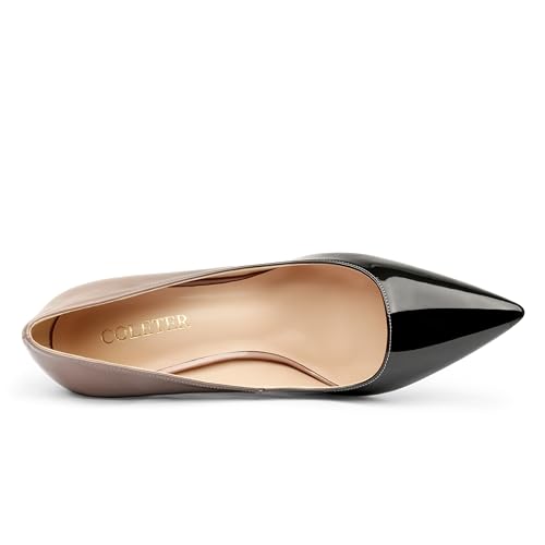 COLETER Women's 4 Inch Pumps Pointy Toe Wedding Dress Shoes Slip on Stiletto Pumps