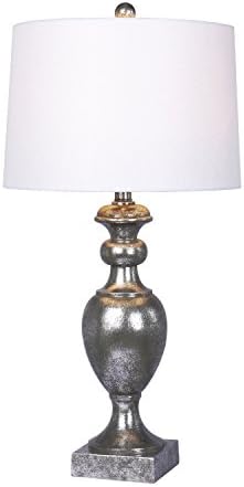 Martin Richard W-6252AS Fangio Lighting's Textured Resin Urn Table Lamp, 28", Antique Silver Leaf