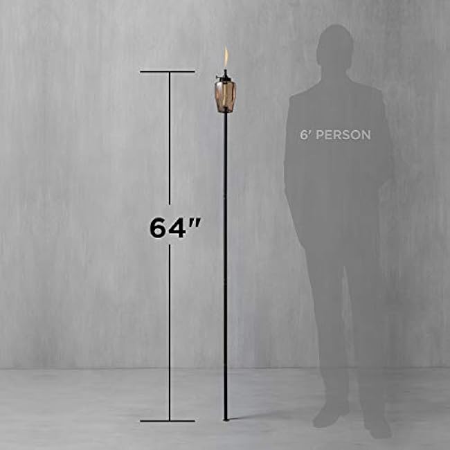 TIKI Adjustable Flame 64 Glass Torch ¨C Pink Decorative Lighting for Outdoor Lawn, Patio & Garden | Includes Snuffer & Long-Lasting Wick | Weather-Resistant Design