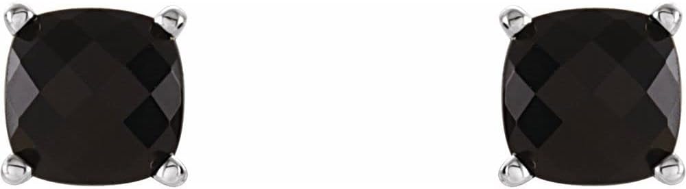 Solid 925 Sterling Silver Onyx Stud Earrings (6mm x 6mm) - Image 2