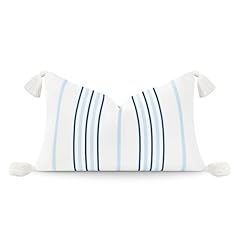 Navy Blue Striped White Tassels 12"x20"