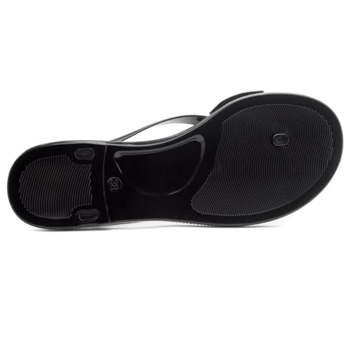 Shoe Land Women's Jelly Flat Sandals, Rhinestone Bow Thong Sandals – Sparkly Flip Flops for Beach & Pool | Comfortable Non-Slip Slides | Cute Bling Strappy Sandals4