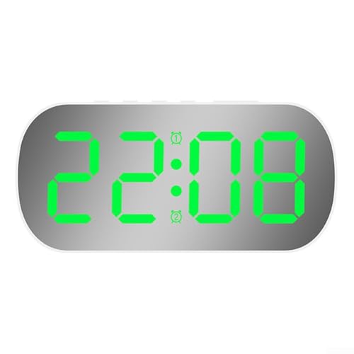 Reloj despertador digital compacto con niveles de luz ajustables para el hogar, la oficina o el aula (W-verde)
