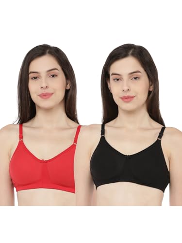 Image of Softline Women's Cotton Rich Wire-Free Non-Padded Molded Bra Combo | Full Coverage & Breathable Comfort | Lightweight, Skin-Friendly Everyday Wear (Pack of 2)