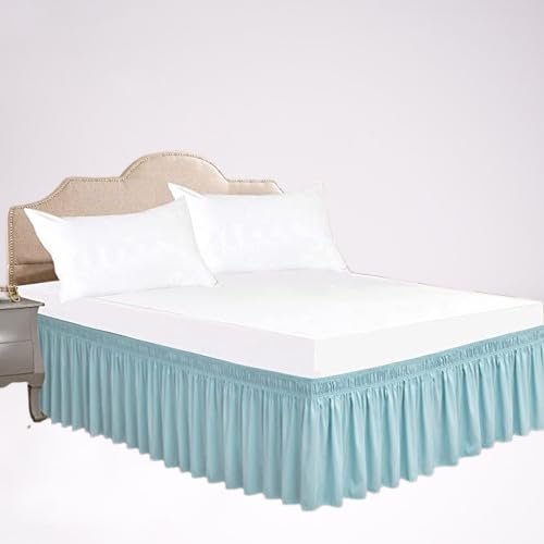 Wrap Around Ruffled Bed Skirt With Adjustable Elastic Belt 10 inch Drop Easy Fit Wrinkle Free Bedskirt Dust