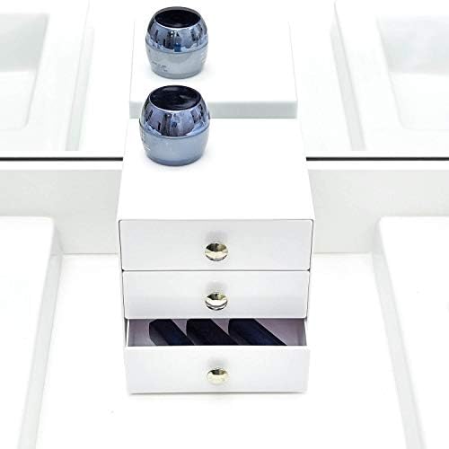 iDesign 35301EU Makeup Organiser with Three Drawers, Sturdy Plastic Storage Box for Makeup, Accessories, Jewelry and More, Compact Dressing Table Organiser, White