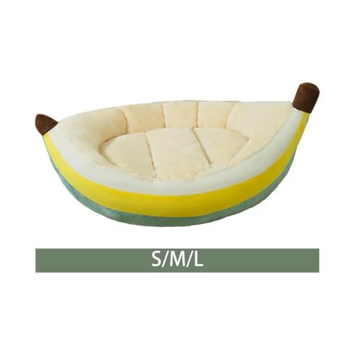 Image of Dog Warm Bed Banana Shape Plush Cozy and Machine Washable Puppy Cushion S | Dog Supplies | Beds