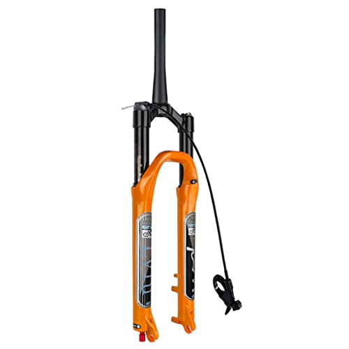 LvTu Alliage de Magnésium Fourche Avant MTB 26 27.5 29 Pouces, Voyage 120mm Diamètre 34mm Vélo de Montagne Fourche Suspendue Freins Disque Fourche Air - Orange (Color : Tapered Remote, Size : 29") Cover