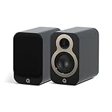 Q Acoustics 3010c - Par de altavoces compactos para estantería, color negro satinado, carcasa réflex de 2 vías, woofer de 4 pulgadas, tweeter de 0.9 pulgadas