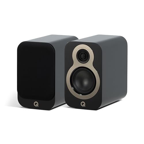 Q ACOUSTICS 3010c Compact Bookshelf Speakers - Pair - 2-Way Reflex Enclosure Type, 4" Bass Driver, 0.9" Tweeter - Stereo/Passive Speakers for Home Theatre Sound System (Satin Black)