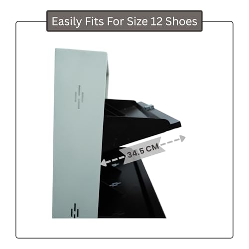 Image of Premium 4 Door Wall Mount Metal Shoe Rack | 30 inch Wide | Fits Size 12 | Dual Lock 2+2 Door Setup (Dark Brown, 4 Door)