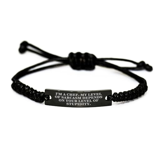 Chef's Sassy Gift: I'm a Chef, My Level of Sarcasm Depends on Your Level of Stupidity Rope Bracelet for Chef Lovers, Funny Father's Day Unique Gifts for Husband Dad