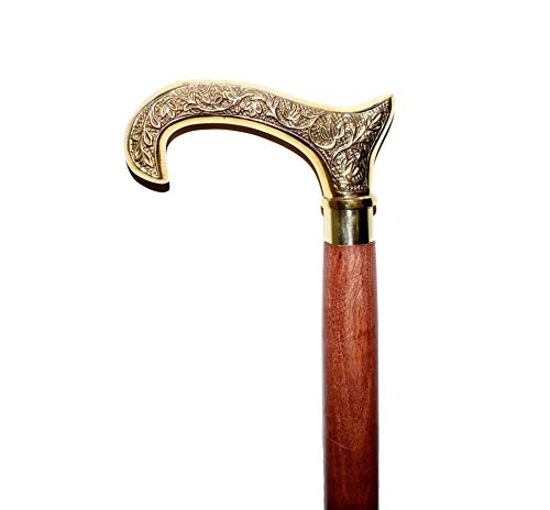 ASIAN NAUTICAL STORE Derby-Gehstock, Souvnahe, aus natürlichem Holz mit Messinggriff, T-Form u0096 Holz-dekorativer Gehstock, modisches Statement