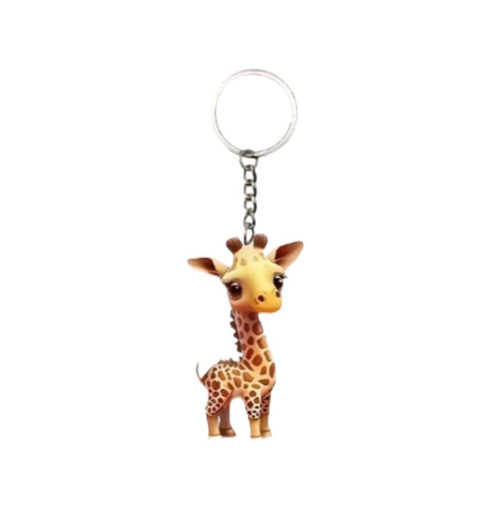 CMJ™ Flat Acrylic Giraffe Keyring Gift for Animal Lovers Zoo Keychain
