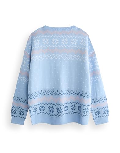 Disney Lilo & Stitch Womens Christmas Jumper in Blue | Warm Graphic Knitted Sweater for Adults | Festive Holiday2