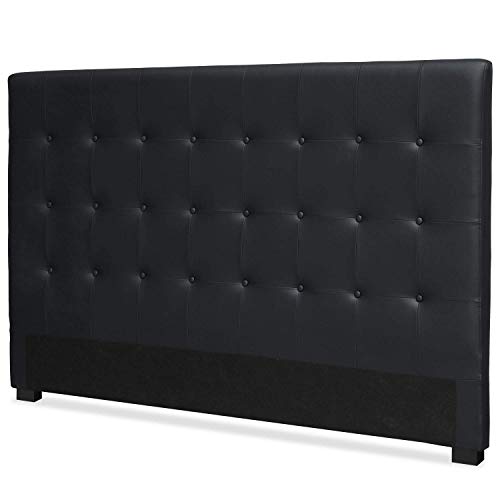 Menzzo HB180 Contemporain Luxor Tête de Lit Bois Noir 8 x 190 x 122 cm