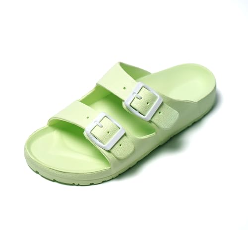 JOMIX Pantoletten Damen Sommer Bunte Badeschuhe mit Fussbett Flache...