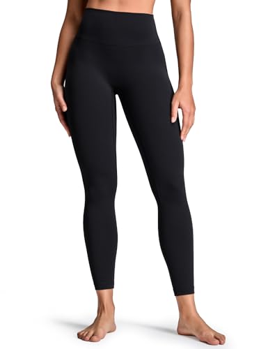 HeyNuts No Front Seam Leggings for Women High Waisted Seamless Workout Leggings Compression Tummy Control Buttery Soft 7/8 Lounge Yoga Pants 25 Black M(8/10)