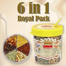 Chandan Mouth Freshener 6 in 1 Royal Pack Mukhwas | Elaichi Sounf, Churi Sounf, Ice Cream Mix, Jet Mix, Gulab Mix & Softy Tukda | 100% Natural, 8.11 oz / 230 g
