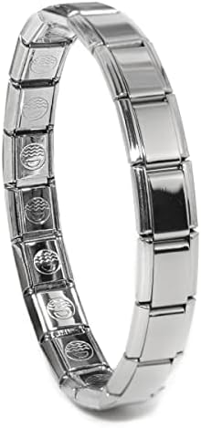 Dolceoro SB-001, Shiny Italian Modular Starter Charm Bracelet, 9mm Wide Stainless Steel, 18 Links for Wrist 6-6 3/8"