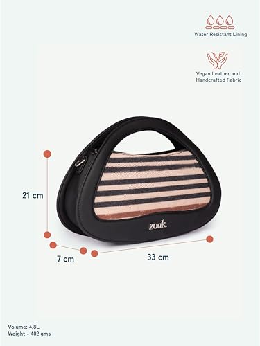 Image of ZOUK Nadia Sling Bag for Women - Stylish Crossbody with Cutout Top Handle | Handcrafted Shoulder Bag with Multiple Pockets & Water-Resistant Lining | Formal & Casual Use |