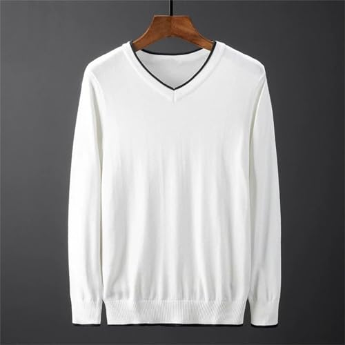 Men Fall Winter V Neck Sweater Pullover Classic Long Sleeves Slim Fit Knitting Pullover Black Sweater3