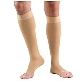 Truform 0844, Compression Stockings, Below Knee, Stay Up Top, Open Toe, 30-40 mmHg, Beige, Medium