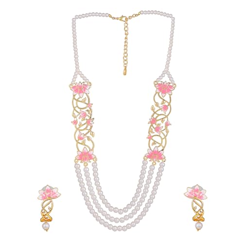 See full amazon price history chart for Estele Jewellery Sets for Women Gold Plated Pink & White Enamel Lotus Designer Ethnic Three Layered Pearl Necklace Set Versatile Chic for Women & Girls Estele Jewellery Sets for Women Gold Plated Pink & White Enamel Lotus Designer Ethnic Three Layered Pearl Necklace Set Versatile Chic for Women & Girls (B0CY89LGYL) Amazon Price History, Amazon Price Tracker