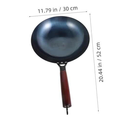 Wok de hierro antiadherente con mango de madera miniatura 2