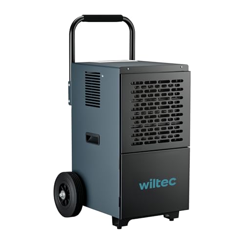 Wiltec Bautrockner bis 50 l/Tag, Luftentfeuchter 650 W, Raumentfeuchter mit 7 l Tank, Raumtrockner mit 24h Timer, Entfeuchter für Wasserschaden Wiltec Bautrockner bis 50 l/Tag, Luftentfeuchter 650 W, Raumentfeuchter mit 7 l Tank, Raumtrockner mit 24h Timer, Entfeuchter für Wasserschaden
