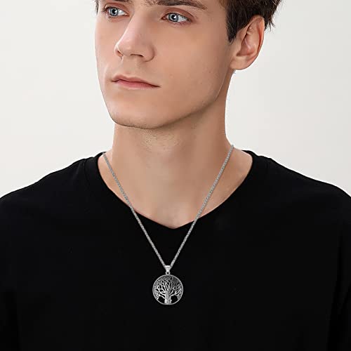 Swordgod Tree Of Life Necklace For Men,Stainless Steel Tree Of Life Pendant Necklaces For Men Tree Of Life Jewelry Father's Day Gift For Dad Brother Him #TOP3