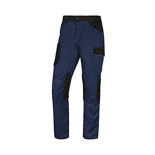 Delta Plus Pantalón de Trabajo MACH2 elástico en Cintura Costuras Triple Rodillas Preformadas 7 Bolsillos Peso 245 Gramos Deltaplus M2PA3, Azul-Azul c