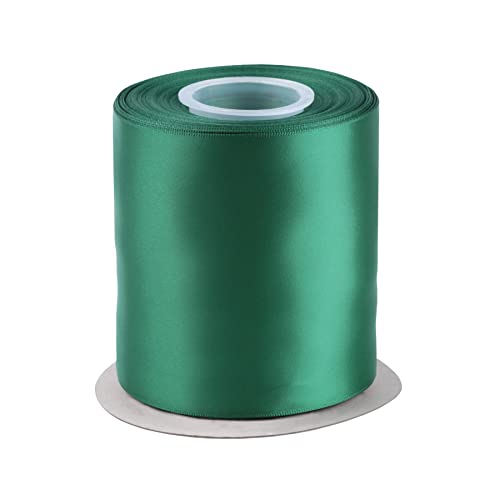 Fondersy 100mm X 22M Double Faced Satin Ribbon Forest Green Polyester Ribbon for Gift Wrapping Wedding Decoration Floral Arrangement Crafts