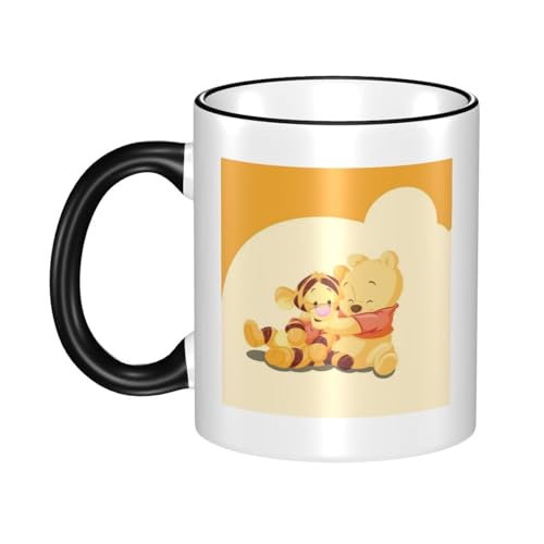 くまのプーさん (1) マグカップ 保温・保冷 電子レンジ対応 コーヒーカップ 陶器 セラミック 耐高温 軽量 個性人気 誕生日プレゼント大容量 Black